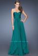 Picture of: Long Chiffon Strapless Prom Gown with a Tiered Skirt in Green, Style: 19741, Detail Picture 1