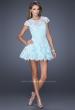 Picture of: Short Cap Sleeve Homecoming Dress with Lace in Blue, Style: 19811, Detail Picture 1