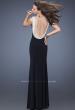 Picture of: Fitted Jersey Gown with Pearl Detail and Side Slit in Black, Style: 19814, Detail Picture 2