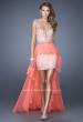 Picture of: Mini Dress with High Low Peplum Style Skirt in Orange, Style: 19816, Detail Picture 1