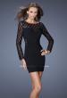 Picture of: Short Black Jersey Dress with Polka Dot Mesh in Black, Style: 19817, Main Picture