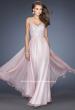 Picture of: Long Chiffon Prom Gown with Bedazzled Belt in Pink, Style: 19821, Main Picture