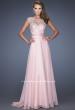 Picture of: Long Prom Dress with Cap Sleeves and Small Train in Pink, Style: 19858, Main Picture