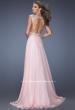 Picture of: Long Prom Dress with Cap Sleeves and Small Train in Pink, Style: 19858, Back Picture