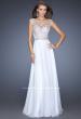 Picture of: Long Prom Dress with Cap Sleeves and Small Train in White, Style: 19858, Detail Picture 1