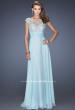 Picture of: Floral Applique A-line Prom Dress with Open Back in Blue, Style: 19859, Main Picture