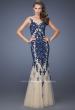 Picture of: Long Lace Mermaid Dress with Tulle Skirt and Lace in Blue, Style: 19916, Main Picture