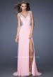 Picture of: V-Neck Jersey Prom Gown with Sheer Net Sleeves in Pink, Style: 19941, Main Picture