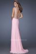 Picture of: V-Neck Jersey Prom Gown with Sheer Net Sleeves in Pink, Style: 19941, Back Picture