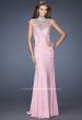 Picture of: Fitted Jersey Prom Dress with Cap Sleeves and Jewels in Pink, Style: 19942, Main Picture