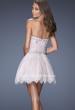 Picture of: White Lace A-line Prom Dress with Floral Appliques in Pink, Style: 19962, Back Picture