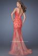 Picture of: Mermaid Style Prom Dress with Boat Neck and Lace in Orange, Style: 19991, Back Picture