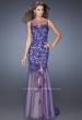 Picture of: Mermaid Style Prom Dress with Boat Neck and Lace in Purple, Style: 19991, Detail Picture 2