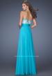 Picture of: Strapless Chiffon Gown with Multi Colored Lace Bodice in Blue, Style: 20001, Back Picture