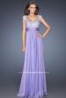 Picture of: Long Prom Gown with Pearl and Stone Encrusted Bodice in Purple, Style: 20003, Detail Picture 1