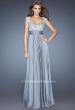 Picture of: Long Prom Gown with Pearl and Stone Encrusted Bodice in Silver, Style: 20003, Detail Picture 2