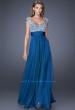 Picture of: Long Prom Gown with Pearl and Stone Encrusted Bodice in Blue, Style: 20003, Detail Picture 3