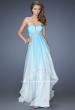Picture of: Ombre Dyed Long Prom Gown with Plunging Neckline in Blue, Style: 20005, Main Picture