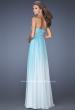 Picture of: Ombre Dyed Long Prom Gown with Plunging Neckline in Blue, Style: 20005, Back Picture