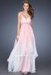 Picture of: Ombre Dyed Long Prom Gown with Plunging Neckline in Pink, Style: 20005, Detail Picture 1