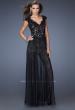 Picture of: Lace Romper with Sheer Chiffon Skirt Overlay in Black, Style: 20010, Main Picture