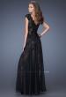 Picture of: Lace Romper with Sheer Chiffon Skirt Overlay in Black, Style: 20010, Back Picture