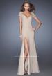 Picture of: Fitted Jersey Prom Dress with Side Leg Slit and V Neck in Nude, Style: 20011, Detail Picture 1