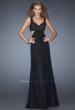 Picture of: Sparkling Lace Bodice Prom Dress with Open Lower Back in Black, Style: 20022, Detail Picture 1
