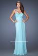 Picture of: Strapless Chiffon Prom Gown with Criss Cross Back in Blue, Style: 20023, Main Picture