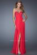 Picture of: Strapless Chiffon Prom Gown with Criss Cross Back in Pink, Style: 20023, Detail Picture 3