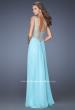 Picture of: Chiffon Prom Gown with Tiered Gathered Skirt and Belt in Blue, Style: 20026, Back Picture
