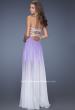 Picture of: Strapless Ombre Prom Dress with Ruching and Jewels in Purple, Style: 20028, Back Picture