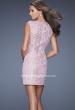 Picture of: Lace Mini Dress with V Neck and Jewel Details in Pink, Style: 20029, Back Picture