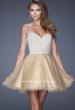 Picture of: A-line Short Dress with Sweetheart Neckline and Pearls in Gold, Style: 20033, Detail Picture 1
