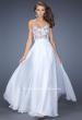 Picture of: Strapless Prom Gown with Lace Bodice and Chiffon Skirt in White, Style: 20036, Main Picture