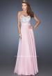 Picture of: Strapless Prom Gown with Lace Bodice and Chiffon Skirt in Pink, Style: 20036, Detail Picture 1