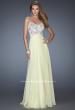 Picture of: Strapless Prom Gown with Lace Bodice and Chiffon Skirt in Yellow, Style: 20036, Detail Picture 2