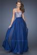 Picture of: Long Chiffon Prom Dress with Satin Bow Belt in Blue, Style: 20041, Main Picture