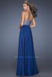 Picture of: Long Chiffon Prom Dress with Satin Bow Belt in Blue, Style: 20041, Back Picture