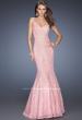 Picture of: Lace Mermaid Prom Dress with Fitted Silhouette in Pink, Style: 20047, Detail Picture 1
