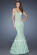 Picture of: Lace Mermaid Prom Dress with Fitted Silhouette in Green, Style: 20047, Detail Picture 3