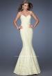 Picture of: Lace Mermaid Prom Dress with Fitted Silhouette in Yellow, Style: 20047, Detail Picture 4
