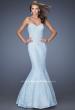 Picture of: Lace Mermaid Prom Dress with Fitted Silhouette in Blue, Style: 20047, Detail Picture 5
