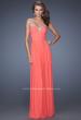 Picture of: Pleated Bodice Net Jersey Long Prom Gown in Orange, Style: 20048, Main Picture