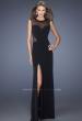 Picture of: Sweetheart Jersey Gown with Slit and Side Cut Outs in Black, Style: 20049, Detail Picture 1