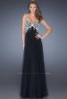 Picture of: Chiffon Prom Gown with Empire Waist and Jewels in Black, Style: 20057, Detail Picture 6
