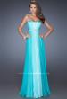 Picture of: A-line Prom Dress with Pearl Belt and Ombre Effect in Blue, Style: 20058, Detail Picture 1