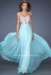 Picture of: Chiffon Prom Gown with Lace, Jewels, and Cut Outs in Blue, Style: 20059, Main Picture