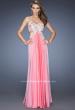 Picture of: Chiffon Prom Gown with Lace, Jewels, and Cut Outs in Pink, Style: 20059, Detail Picture 3