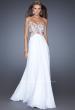 Picture of: Chiffon Prom Gown with Lace, Jewels, and Cut Outs in White, Style: 20059, Detail Picture 4